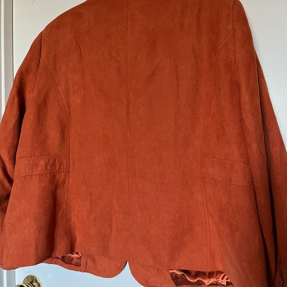 Orange faux suede blazer. - Picture 2 of 8